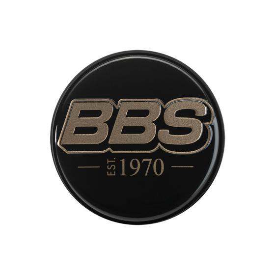 BBS 2D Nabendeckel Geprägt Schwarz mit Logo Bronze Set (4 Stück)