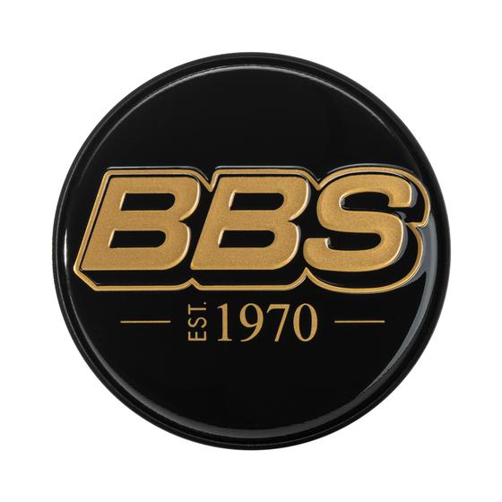 BBS 2D Nabendeckel Geprägt Schwarz mit Logo Gold Set (4 Stück)