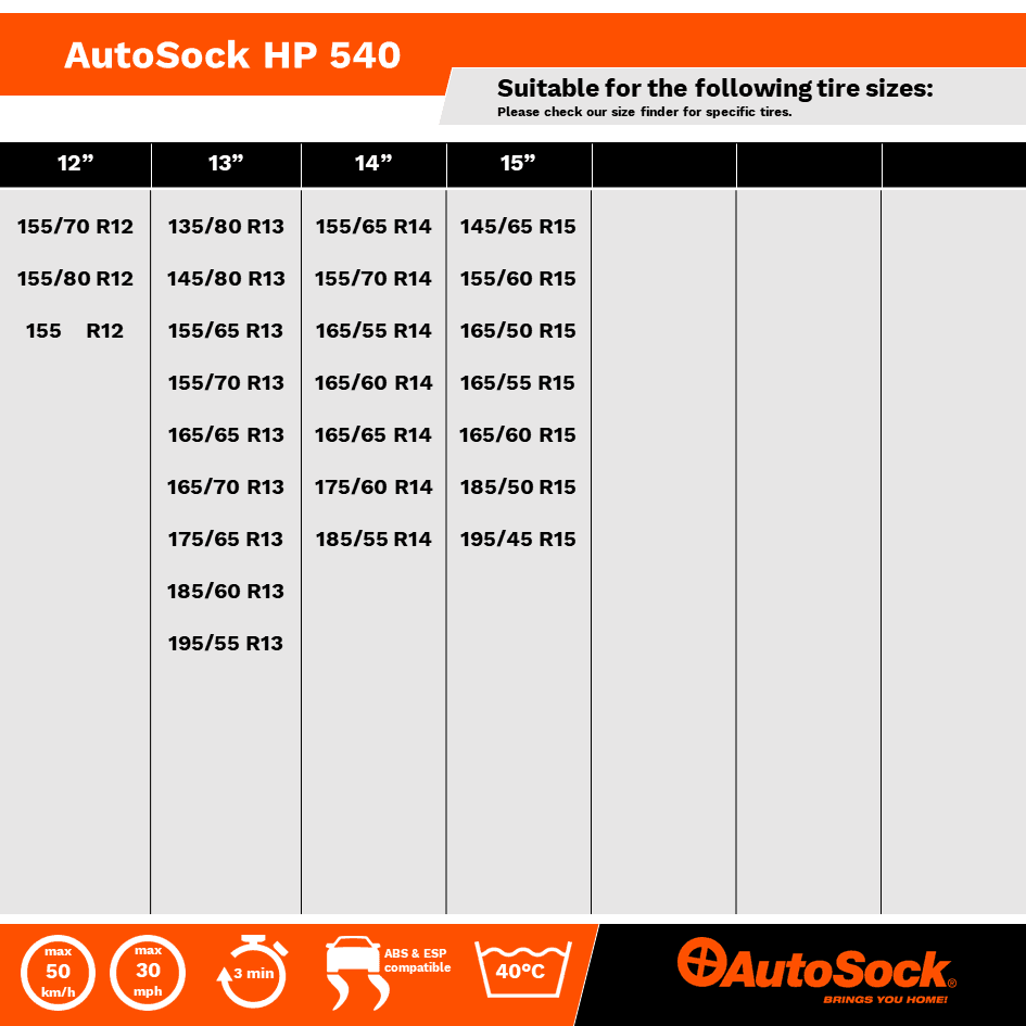 AutoSock HP 645 die textile Traktionshilfe