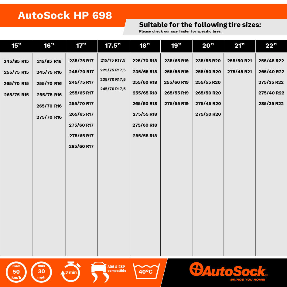 AutoSock HP 695 die textile Traktionshilfe