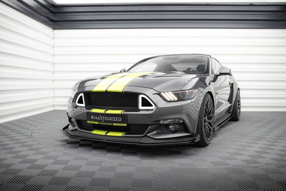 Front Lippe / Front Splitter / Frontansatz Street Pro mit Flaps für Ford Mustang GT MK6 von Maxton Design