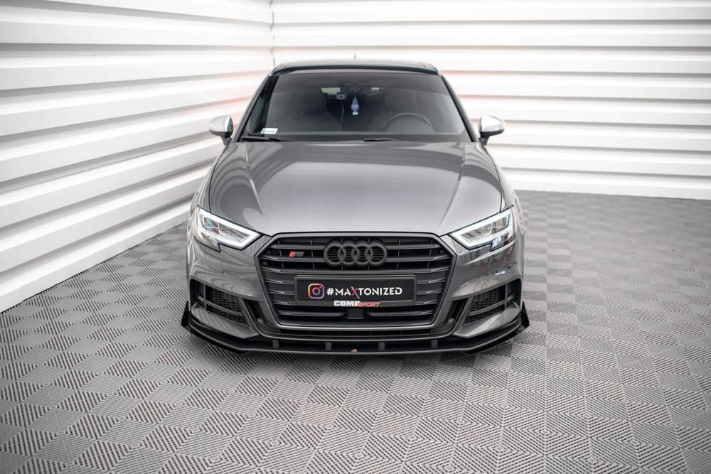 Front Lippe / Front Splitter / Frontansatz Street Pro mit Flaps für Audi S3 8V Sportback Facelift von Maxton Design