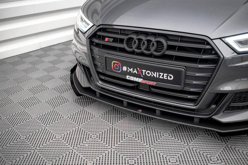 Front Lippe / Front Splitter / Frontansatz Street Pro mit Flaps für Audi S3 8V Sportback Facelift von Maxton Design