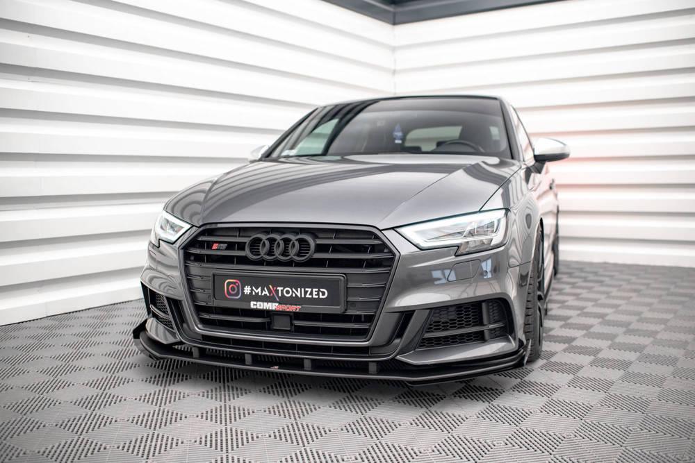 Front Lippe / Front Splitter / Frontansatz Street Pro mit Flaps für Audi S3 8V Sportback Facelift von Maxton Design