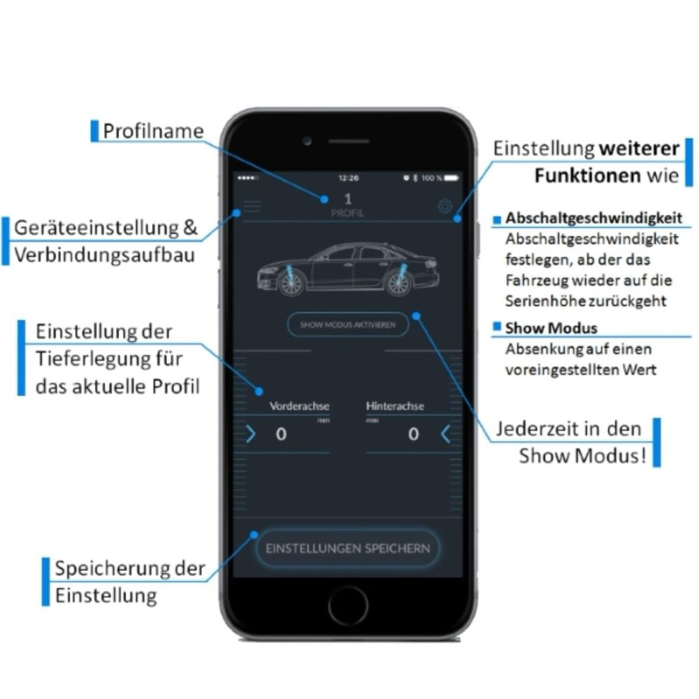 Tieferlegungsmodul für BMW X5 G05 mit APP-Steuerung