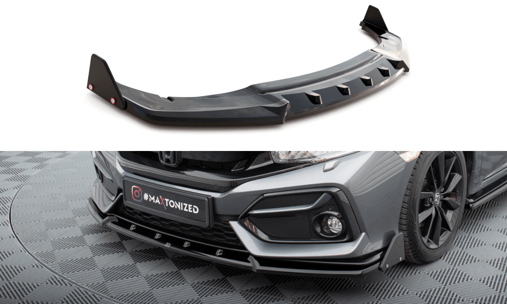 Front Lippe / Front Splitter / Frontansatz mit Flaps für Honda Civic X Sport von Maxton Design