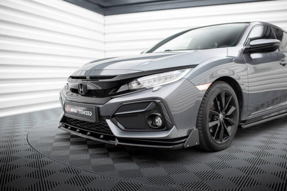 Front Lippe / Front Splitter / Frontansatz mit Flaps für Honda Civic X Sport von Maxton Design