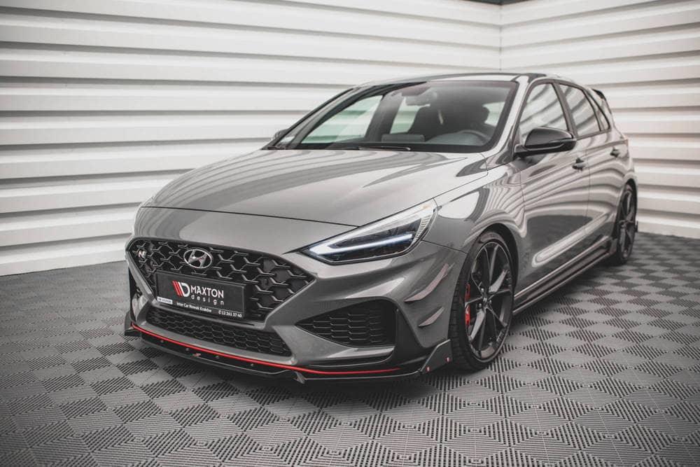 Front Splitter / Cup Schwert / Frontansatz V.1 mit Flaps für Hyundai I30 N MK3 Facelift von Maxton Design