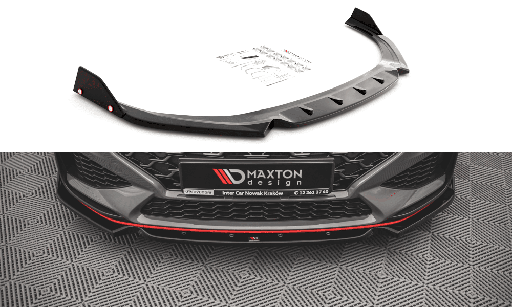 Front Splitter / Cup Schwert / Frontansatz V.1 mit Flaps für Hyundai I30 N MK3 Facelift von Maxton Design