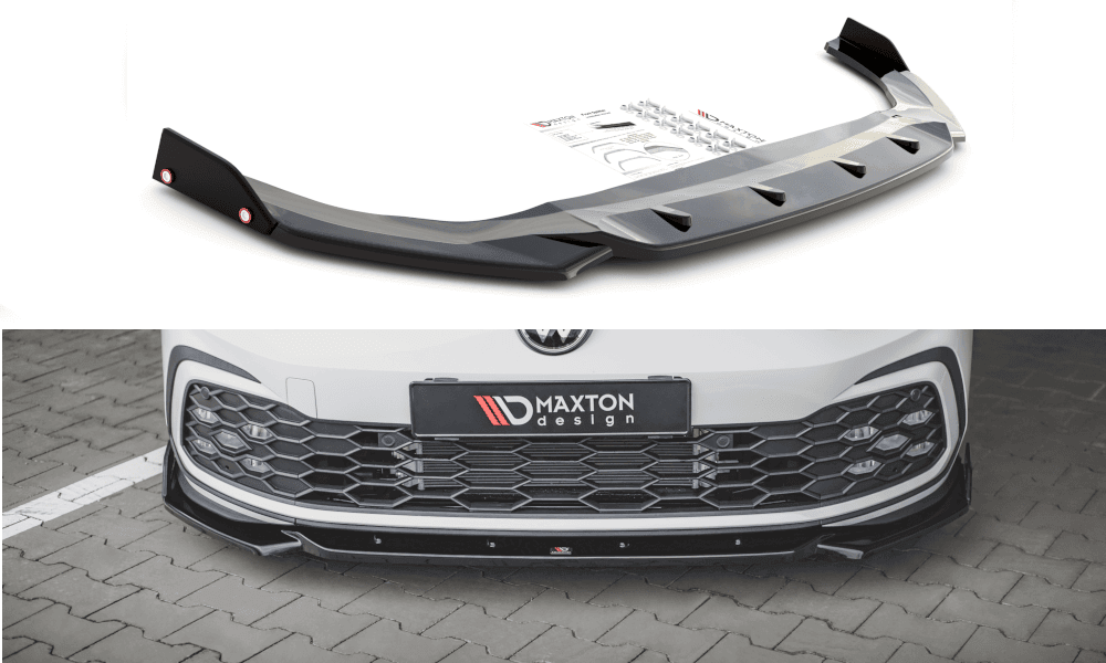 Front Splitter / Cup Schwert / Frontansatz V.2 mit Flaps für VW Golf 8 GTI von Maxton Design