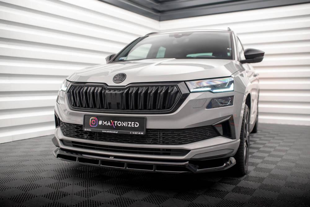 Front Lippe / Front Splitter / Frontansatz für Skoda Karoq Sportline NU7 Facelift von Maxton Design