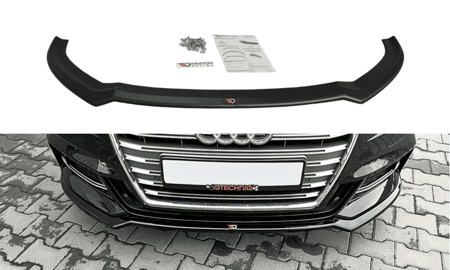 Front Splitter / Cup Schwert / Frontansatz V.2 für Audi A3 S-Line 8V Facelift Limousine von Maxton Design