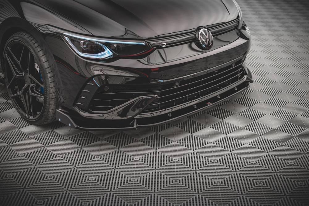 Front Lippe / Front Splitter / Frontansatz Racing mit Flaps für VW Golf 8 GTI von Maxton Design