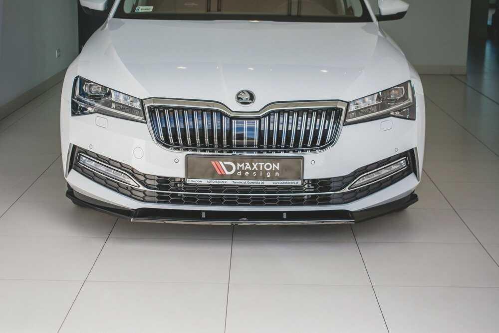 Front Diffusor / Front Splitter / Cup Schwert / Frontansatz V.2 für Skoda Superb 3V FL von Maxton Design