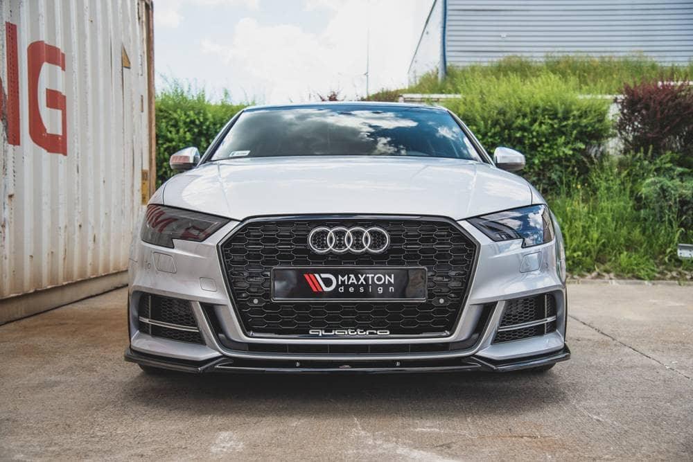 Front Splitter / Cup Schwert / Frontansatz V.3 für Audi A3 S-Line 8V Facelift Limousine von Maxton Design