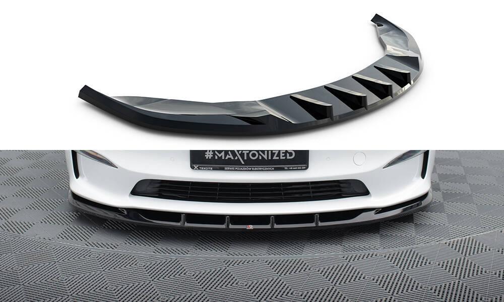 Front Lippe / Front Splitter / Frontansatz V.3 für Tesla Model S Plaid Facelift von Maxton Design