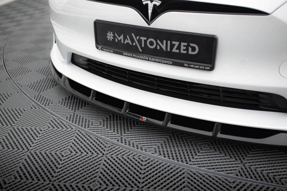 Front Lippe / Front Splitter / Frontansatz V.3 für Tesla Model S Plaid Facelift von Maxton Design