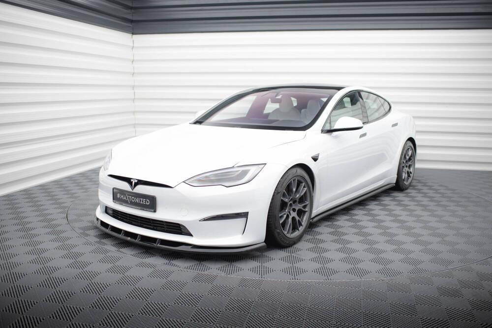 Front Lippe / Front Splitter / Frontansatz V.3 für Tesla Model S Plaid Facelift von Maxton Design