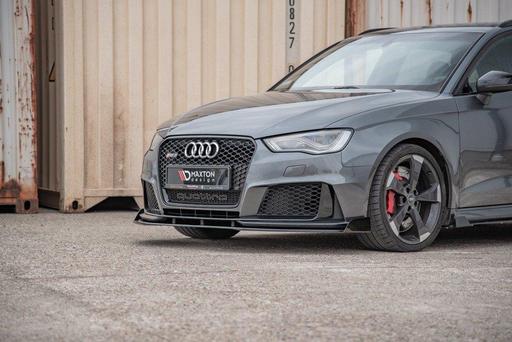 Front Splitter / Cup Schwert / Frontansatz Racing mit Flaps für Audi RS3 8V Sportback von Maxton Design