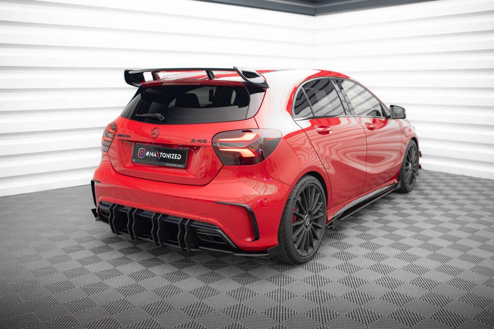 Seitliche Heck Diffusor Erweiterung Street Pro mit Flaps für Mercedes-Benz A45 AMG Aero W176 von Maxton Design