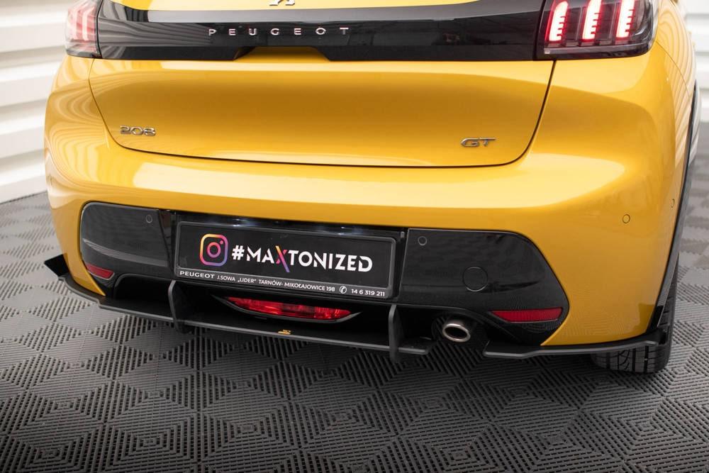 Seitliche Heck Diffusor Erweiterung Street Pro mit Flaps für Peugeot 208 GT MK2 von Maxton Design