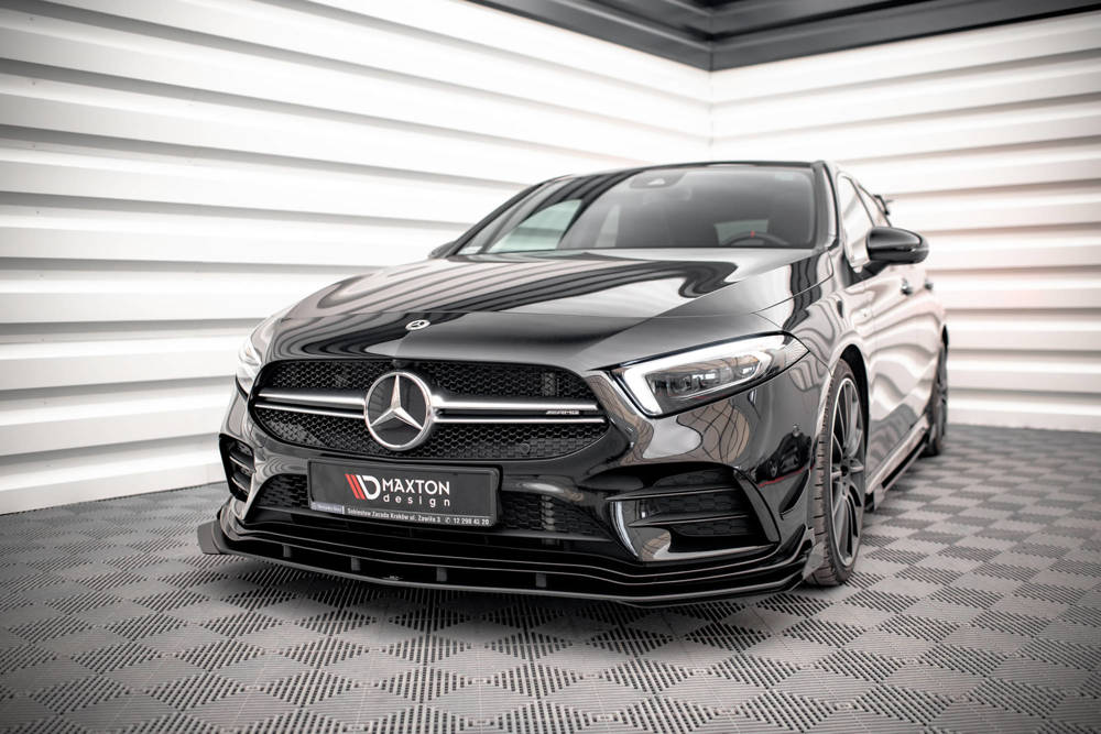 Front Lippe / Front Splitter / Frontansatz Street Pro mit Flaps für Mercedes A-Klasse AMG-Line W177 von Maxton Design