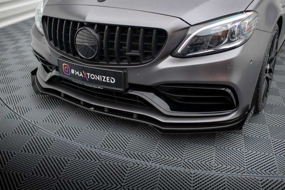 Front Lippe / Front Splitter / Frontansatz Street Pro mit Flaps für Mercedes AMG C63 Limousine / Kombi W205 Facelift von Maxton Design