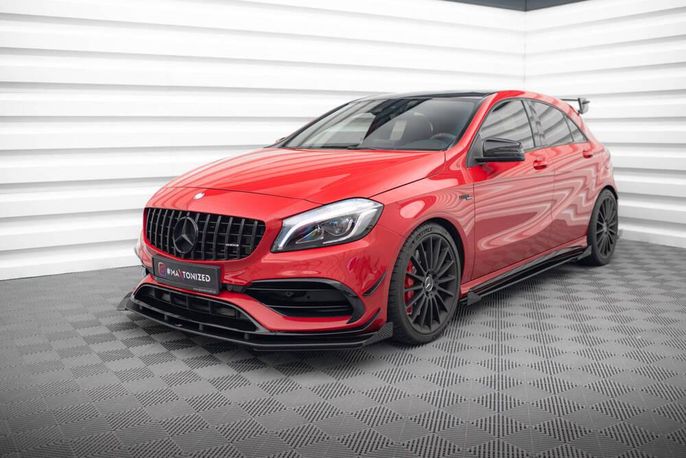 Front Lippe / Front Splitter / Frontansatz Street Pro mit Flaps für Mercedes-Benz A45 AMG Aero W176 von Maxton Design