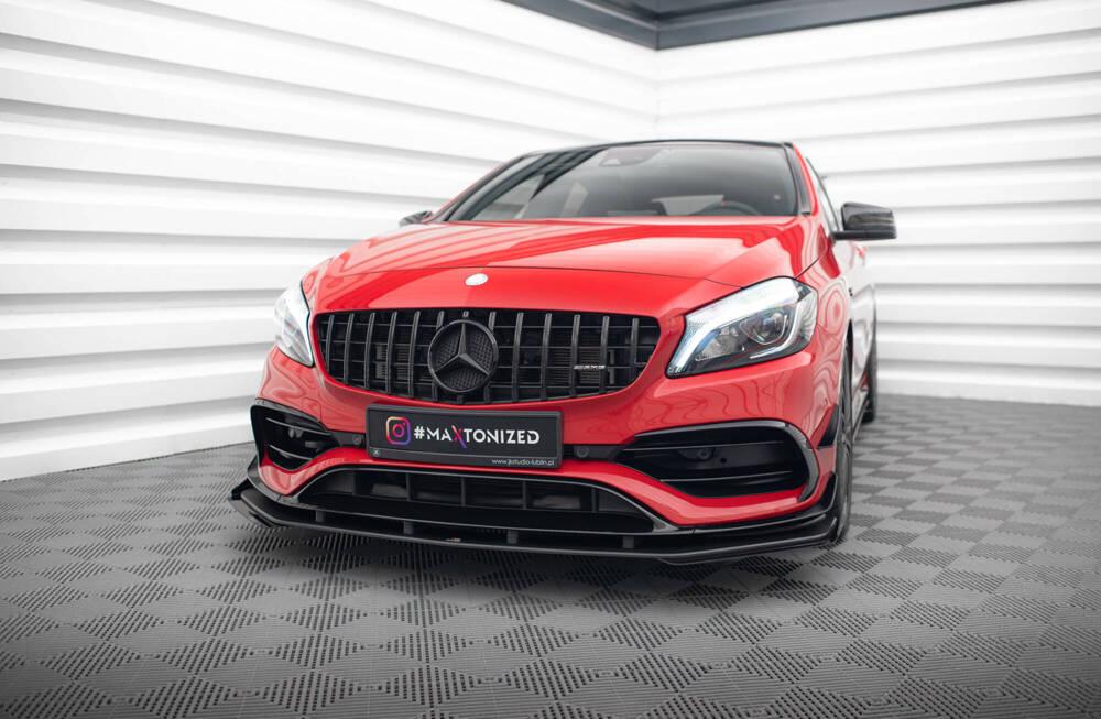 Front Lippe / Front Splitter / Frontansatz Street Pro mit Flaps für Mercedes-Benz A45 AMG Aero W176 von Maxton Design