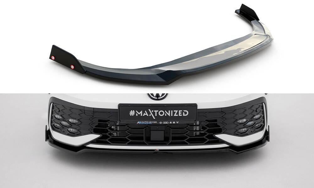 Front Lippe / Front Splitter / Frontansatz V.3 mit Flaps für VW Golf 8 GTI / GTE Facelift von Maxton Design